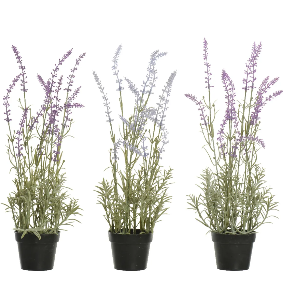 Kunstpflanze Lavendel im Topf, Lavendelpflanze lila aus Kunststoff getopft, 46cm