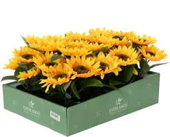 Kunstpflanze Sonnenblume gelb getopft, Sonnenblume im Topf, 20cm