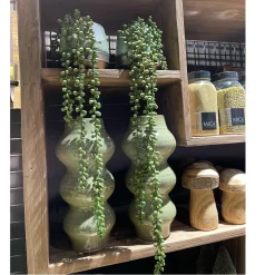 Kunstpflanze Perlenschnur, Erbsenpflanze grün, Senecio hängend, 71cm, Mica Decorations