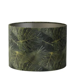 Lampenschirm Amazone grün, Lampenschirm mit grünen Blättern, Zylinder, 30x30x21cm, Light & Living