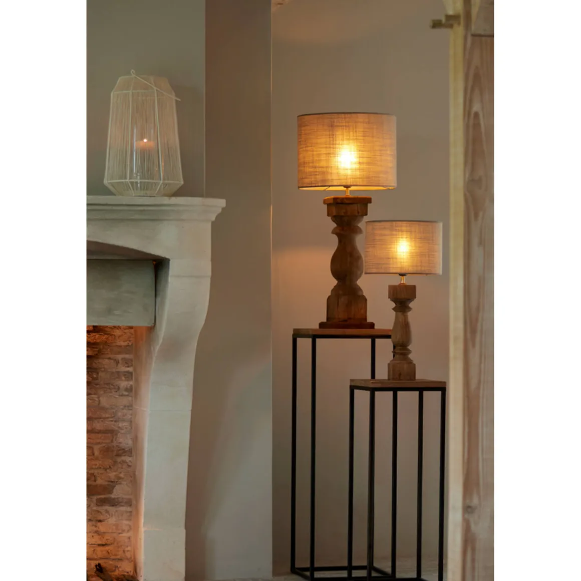 Lampenschirm Caden beige, Lampenschirm Zylinder 40x40x30cm, Light & Living