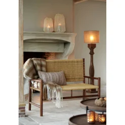 Lampenschirm Caden beige, Lampenschirm Zylinder 40x40x30cm, Light & Living