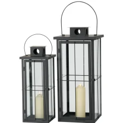 Laterne Arizona, Metallaterne mit Metalldach, 28x64cm, Boltze Home Collections