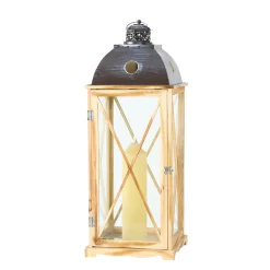 Laterne Bristol, Holzlaterne mit Metalldach, 31x82cm, Boltze Home Collections