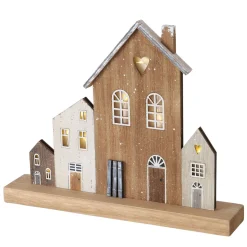 LED Aufsteller Haus Shabby chic, beleuchtete Häuserzeile Weihnachten, 32cm, Boltze Home Collections