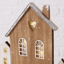 LED Aufsteller Haus Shabby chic, beleuchtete Häuserzeile Weihnachten, 32cm, Boltze Home Collections