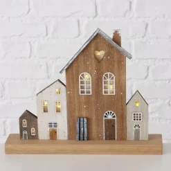 LED Aufsteller Haus Shabby chic, beleuchtete Häuserzeile Weihnachten, 32cm, Boltze Home Collections