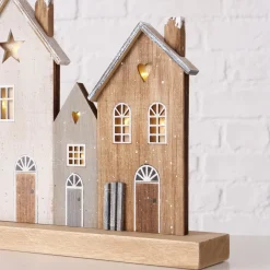 LED Aufsteller Haus Shabby chic, beleuchtete Häuserzeile Weihnachten, 32cm, Boltze Home Collections