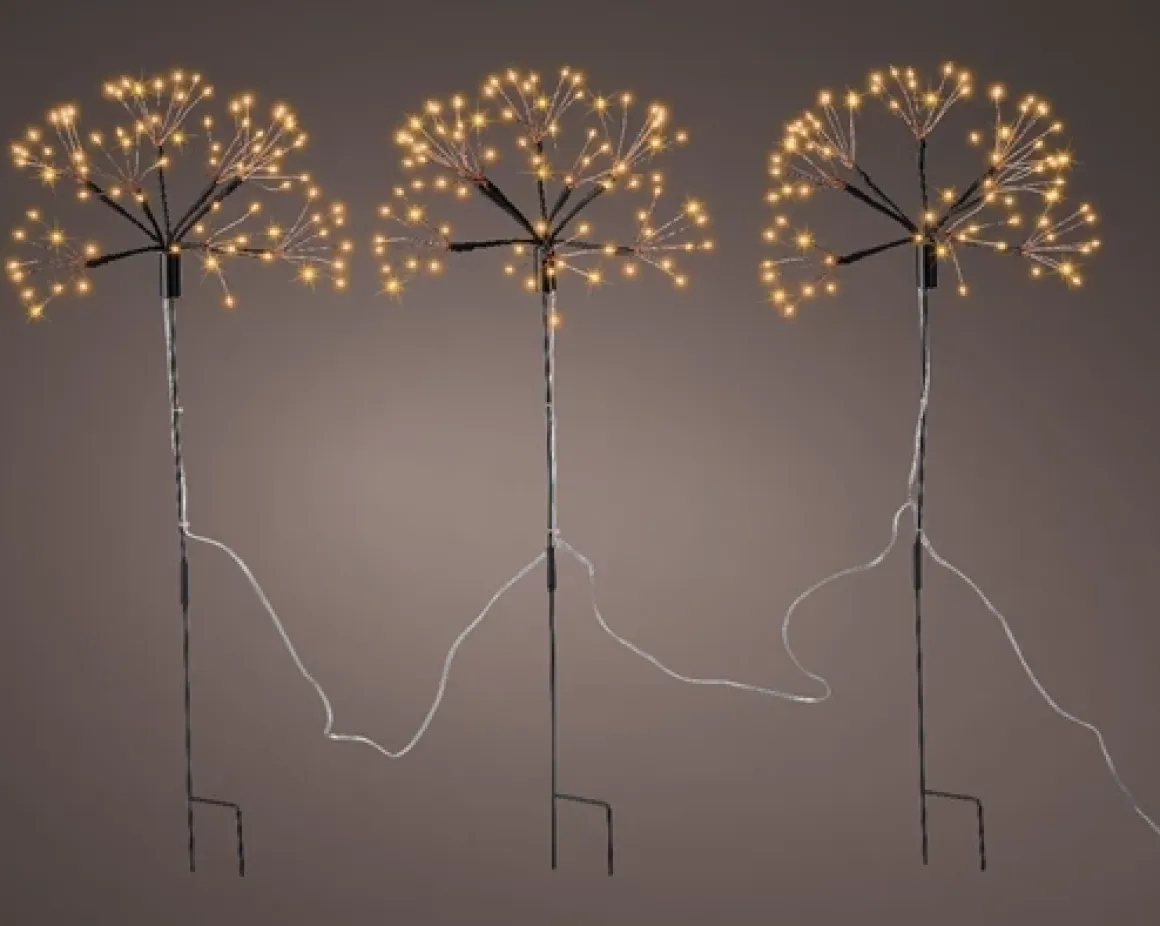 LED Blume, Micro LED Starburst Lights Twinkle Effekt, klassisch warm, 45cm, Outdoor, Kaemingk