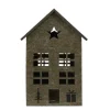 LED Haus mit Stern, großes dunkelbraunes Filzhaus Landhaus mit Lichterkette, 40cm