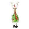 LED Rentier mit Stern, grüner Metallhirsch mit beleuchtetem Stern, 62cm