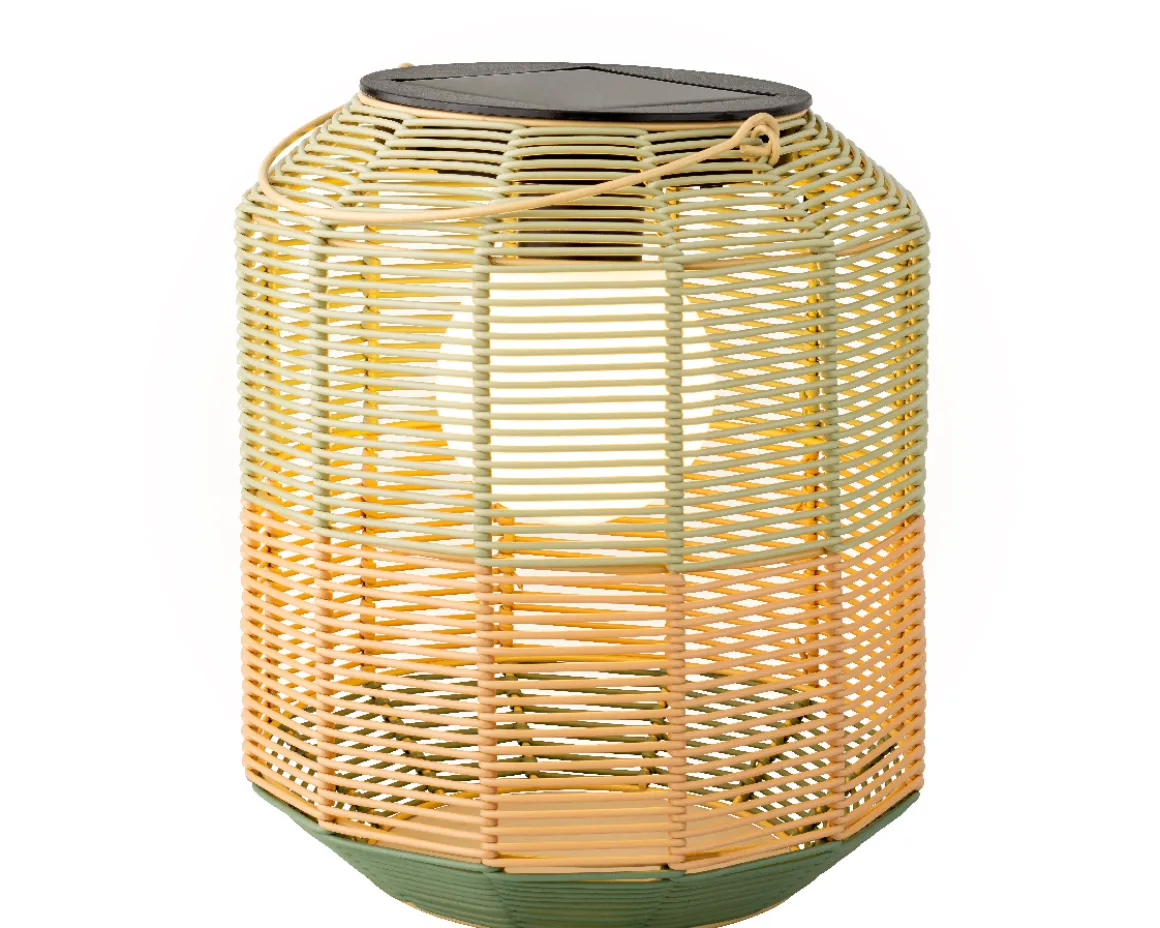 LED Solar Laterne, künstliche Korbweide grün-orangebraun, 28cm, Outdoor, Lumineo