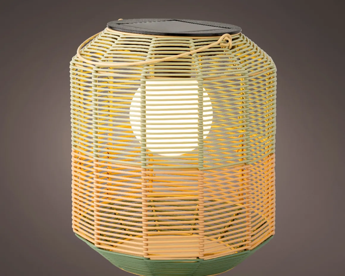 LED Solar Laterne, künstliche Korbweide grün-orangebraun, 28cm, Outdoor, Lumineo