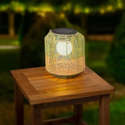LED Solar Laterne, künstliche Korbweide grün-orangebraun, 28cm, Outdoor, Lumineo