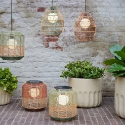 LED Solar Laterne, künstliche Korbweide orangebraun-natur, 28cm, Outdoor, Lumineo