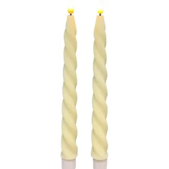 LED Stabkerze Lumiere creme, Wachskerze gedreht, Timerfunktion, Set/2