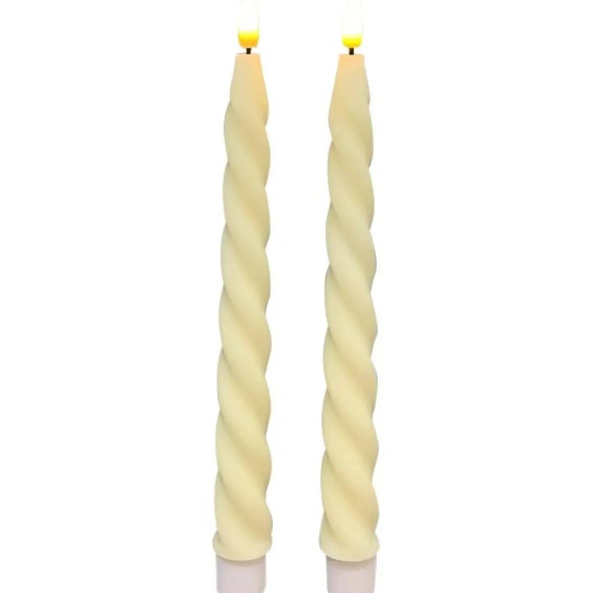 LED Stabkerze Lumiere creme, Wachskerze gedreht, Timerfunktion, Set/2