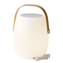 LED Tischleuchte mit Lautsprecher, Gartenlicht aufladbar, warmes weiß, outdoorgeeignet, 21x32cm