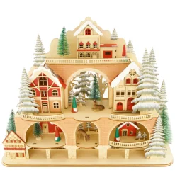 LED Weihnachtsdorf aus Holz, beleuchtet, 44x35cm, DIJK Natural Collections