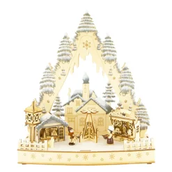 LED Winterlandschaft Markt aus Holz, beleuchtet, 29x33cm, DIJK Natural Collections