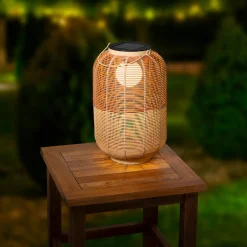 LED Solar Laterne, künstliche Korbweide orangebraun-beige, 43cm, Outdoor, Lumineo