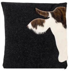 Loden Kissen mit Kuhfellapplikation anthrazit 52x52cm