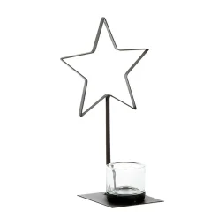 Metall Windlicht, Stern mit Teelichtglas, 30cm, WMG Grünberger
