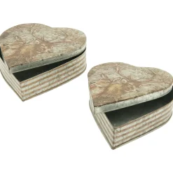 Metalldose Hirsch Antik, rustikale Metalldose in Herzform und Vintage Look, 23x24cm