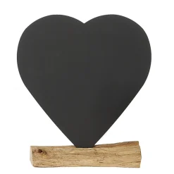 Metallherz auf Holzsockel, Kreidetafel Herz, 20cm, WMG Grünberger