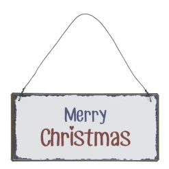 Metallschild Weihnachten mit Spruch, Hänger Merry Christmas, 7x15cm, Ib Laursen