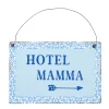 Metallschild mit Spruch: Hotel Mamma, Schild Capri blau, Hänger, Boltze Home Collections