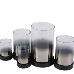 Metallwindlicht mit 5 Gläser, schwarz-anthrazit, 32cm