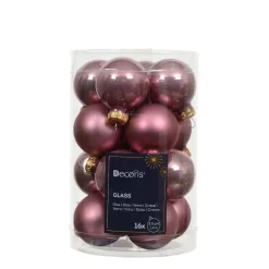 Mini Weihnachtsbaumkugeln aus Glas, altpink glanz/matt, Ø3,5cm, 16St/Box, Decoris