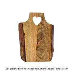 Natur Holzbrett mit Herz, Naturholzbrett Akazie, 20x15cm