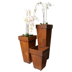 Pflanzkorb Rost, mit Rand und festem Einsatz, konische Form, 63cm