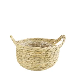 Pflanzkorb Seegras natur, Übertopf mit Henkel natur, 15cm, Naturkorb