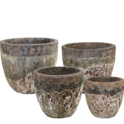 Pflanztopf Outdoor, Keramik Übertopf rund, braun-schwarz, 38x33cm, DIJK Natural Collections