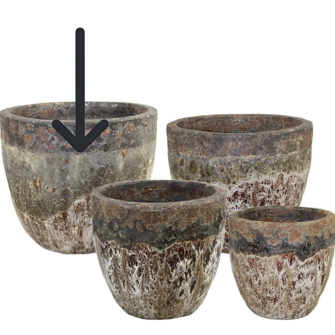 Pflanztopf Outdoor, Keramik Übertopf rund, braun-schwarz, 46x38cm, DIJK Natural Collections