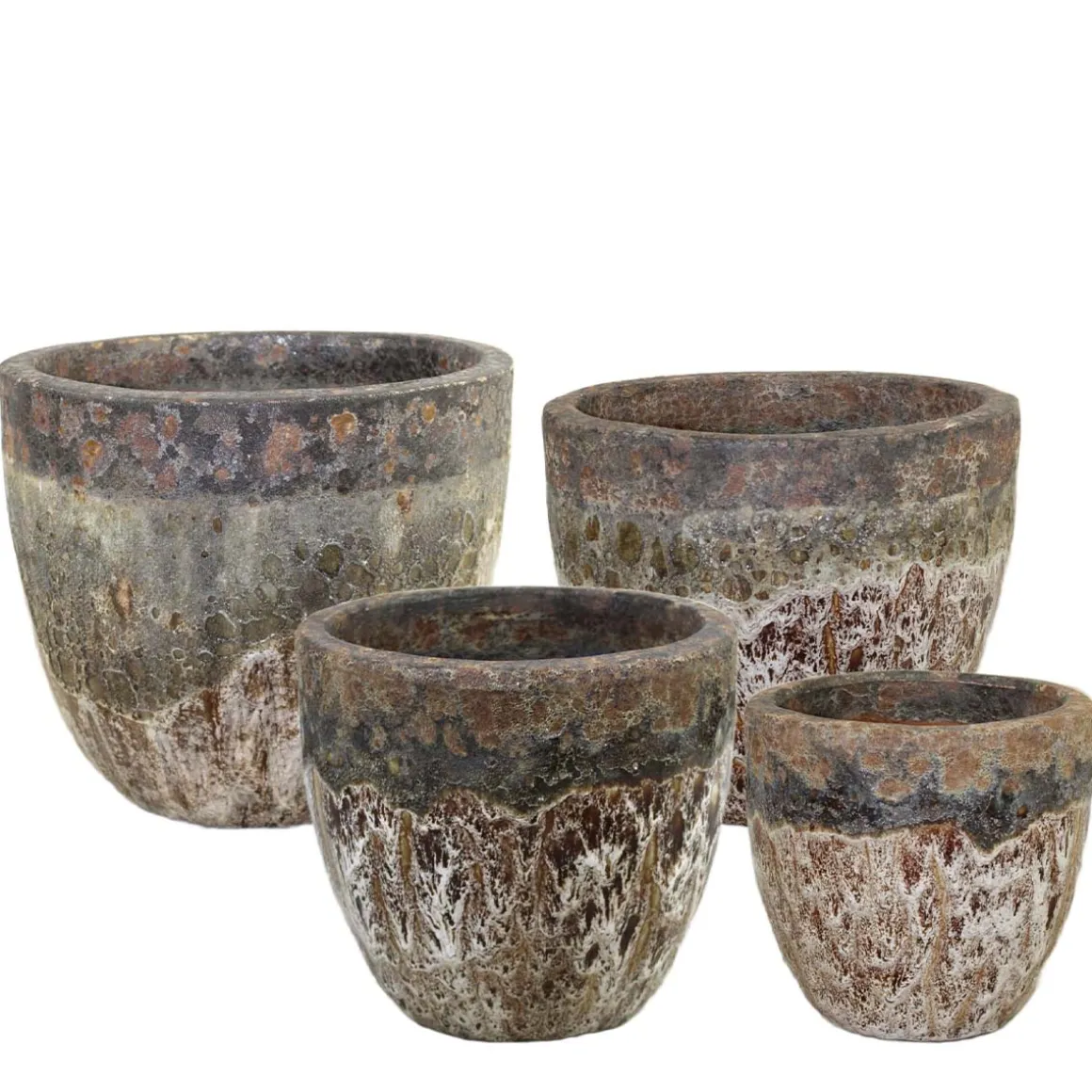 Pflanztopf Outdoor, Keramik Übertopf rund, braun-schwarz, 46x38cm, DIJK Natural Collections