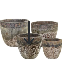 Pflanztopf Outdoor, Keramik Übertopf rund, braun-schwarz, 29x25cm, DIJK Natural Collections