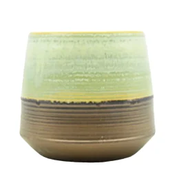 Pflanztopf Toulouse, Übertopf aus Keramik, grün-braun, 11x10cm