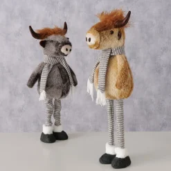 Plüsch Hochlandrind Buffy braun mit Teleskopbeine, ausziehbar bis 67cm, Boltze Home Collection