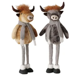 Plüsch Hochlandrind Buffy braun mit Teleskopbeine, ausziehbar bis 67cm, Boltze Home Collection