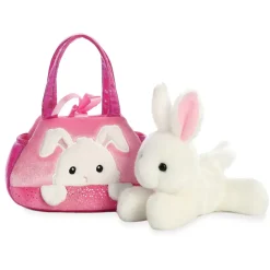 Plüsch Tasche mit Hase, weiß-pink, Fancy Pals, 20cm, Aurora World