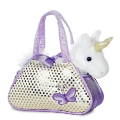 Plüsch Tasche mit Stofftier Einhorn Unicorn weiß, Fancy Pals, 20cm, Aurora World