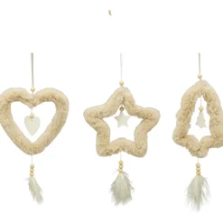 Plüsch Weihnachtshänger mit Federhänger, Herz, Stern oder Baum, 14x2x24cm