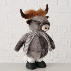 Plüsch Hochlandrind Buffy grau mit Teleskopbeine, ausziehbar bis 67cm, Boltze Home Collection
