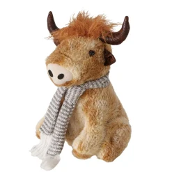 Plüsch Hochlandrind Buffy, Türstopper, kleiner brauner Büffel sitzend, 37cm, Boltze Home Collection