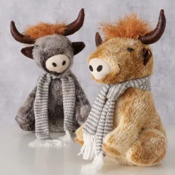 Plüsch Hochlandrind Buffy, Türstopper, kleiner brauner Büffel sitzend, 37cm, Boltze Home Collection