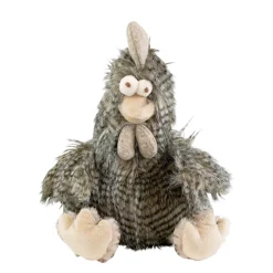 Plüschtier Hahn, Kuscheltier lustiger Hahn mit grauen Kunstfedern, 29cm, Mars & More